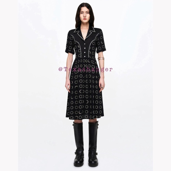 NWT Re/Done Western Yoke Dress Black Cream